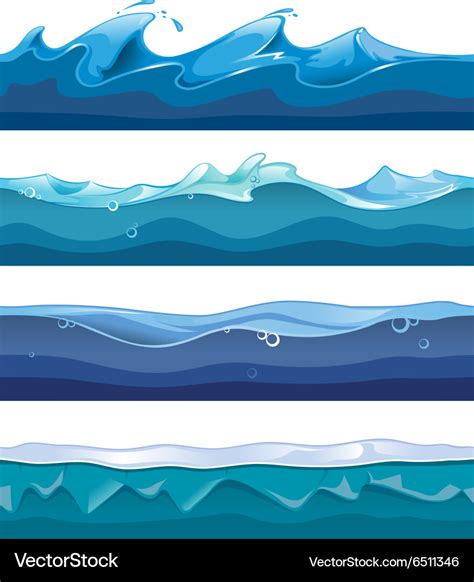 Seamless ocean sea water waves Royalty Free Vector Image