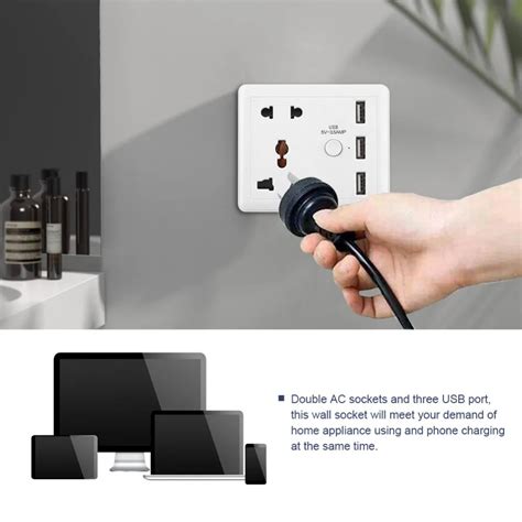 Home Travel USB Wall Socket Charger Power Outlet with Three USB Port ...