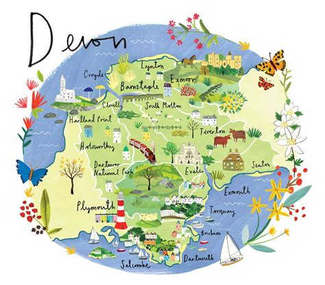 Maps & Travel - Clair Rossiter illustration | Devon map, Large art ...