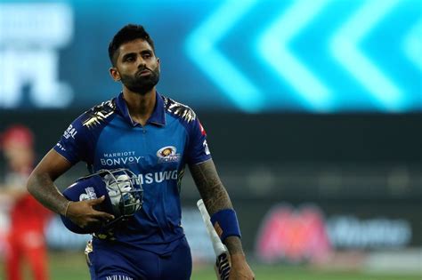 File Photo: Surya Kumar Yadav of Mumbai Indians departs during match 10 ...