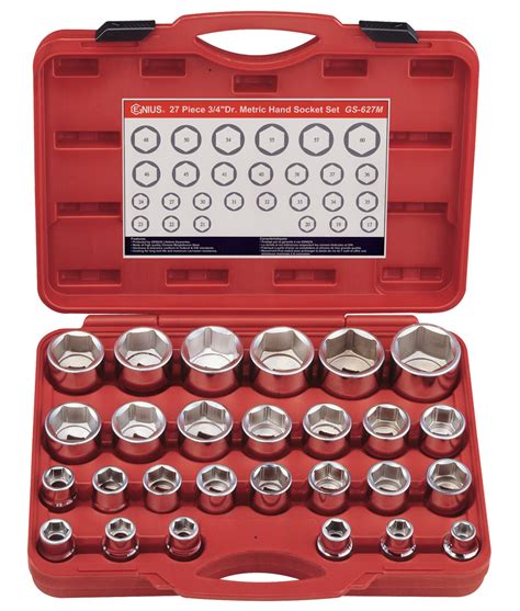 27 Piece 3/4" Dr. Metric Hand Socket Set - Genius