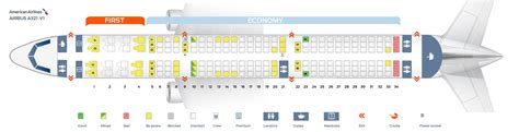 Seat map of the Airbus A321 American Airlines