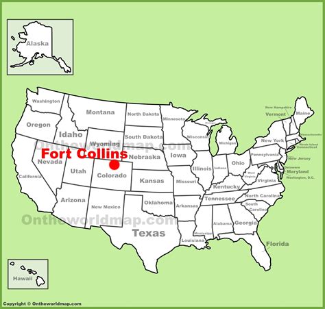 Fort Collins location on the U.S. Map - Ontheworldmap.com