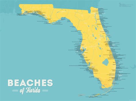 Florida Beaches Map 18x24 Poster - Best Maps Ever