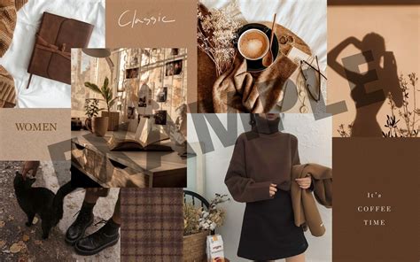 Brown Aesthetic Collage Desktop Wallpaper, Macbook Wallpaper, Nude ...