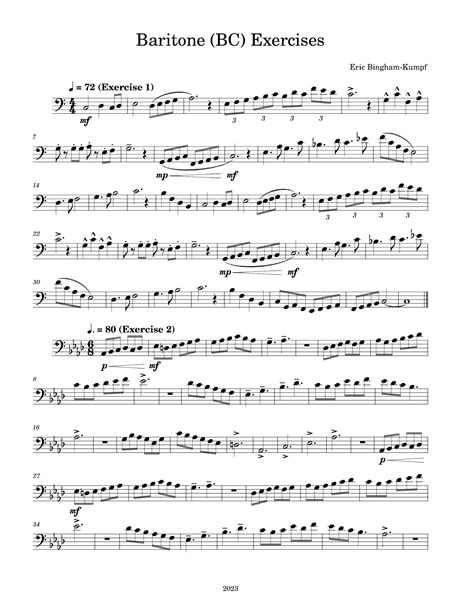 Baritone BC Exercises by Eric Bingham-Kumpf Sheet Music for Brass Solo ...