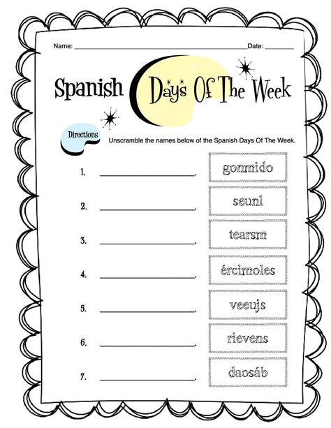 Spanish Days of the Week Worksheet Packet | Made By Teachers