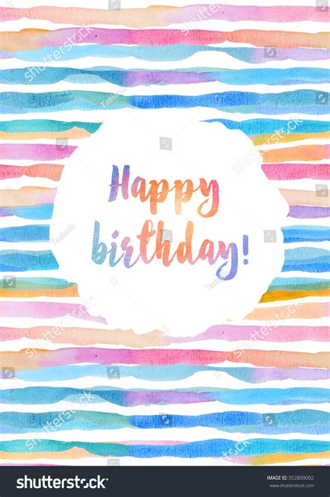 Watercolor Birthday Card Happy Birthday Lettering Stock Illustration ...