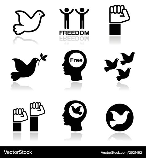 Freedom icons set - dove and fist symbols Vector Image