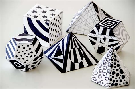 3-D Geometric Paper Shapes with Patterns | Elementi artistici, Forma d ...