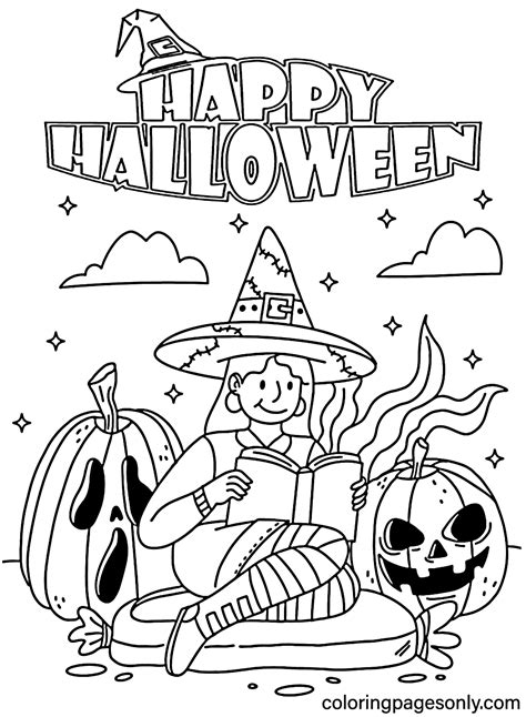 Happy Halloween Coloring Pages Printable - Happy Halloween Coloring ...