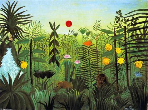 Henri Julien Félix Rousseau (Le Douanier) - Paysage exotique avec Lion ...