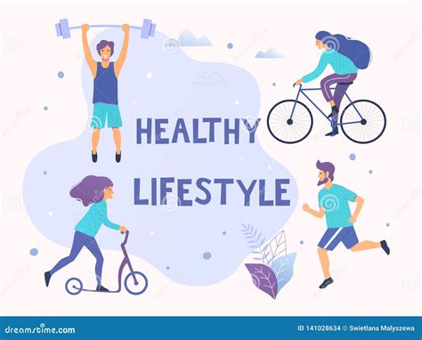 Healthy Active Lifestyle Vector Illustration Stock Illustration ...