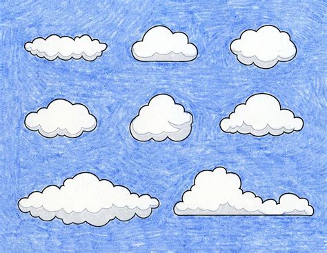 Easy How to Draw Clouds Tutorial and Clouds Coloring Page