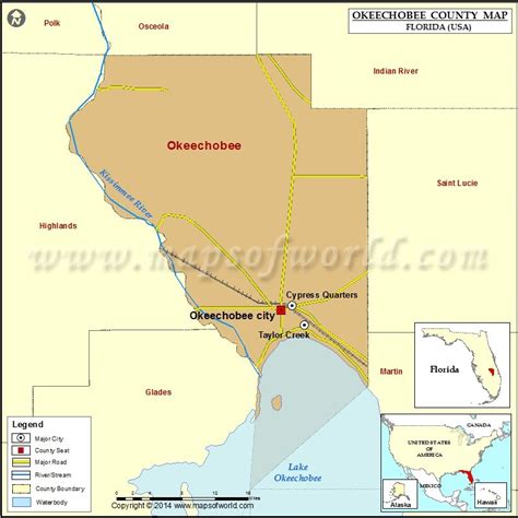 Okeechobee County Map, Florida | County map, Okeechobee, Florida