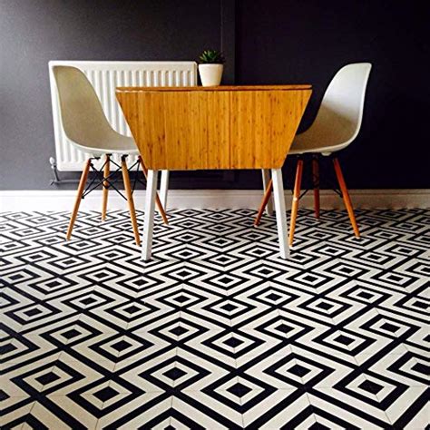 Geometric Black and White Cushioned Vinyl Flooring Sheet Lino – Cairo ...