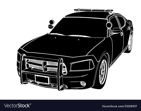 Silhouette police car Royalty Free Vector Image