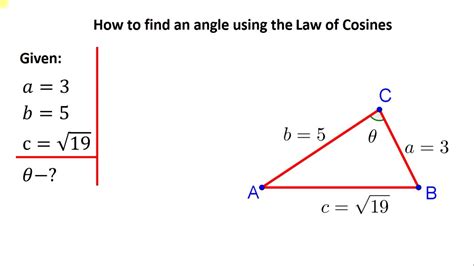 The Law of Cosines to Find an Angle - YouTube