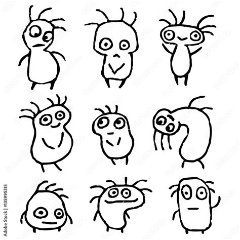 Funny Things in Different Shapes in Black White Colors Vector ...