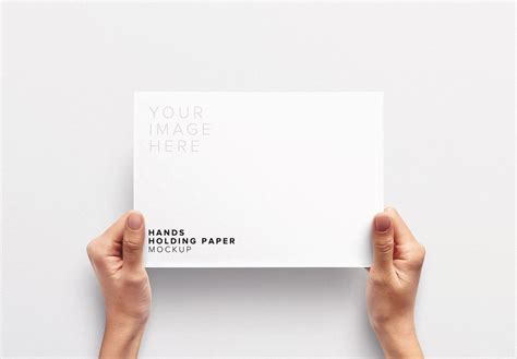 Hands Holding Paper Mockup - Custom Scene