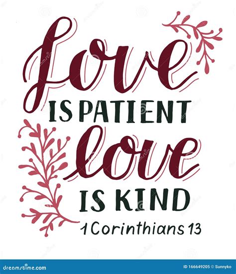 Hand Lettering with Bible Verse Love is Patient, Kind. Stock Vector ...