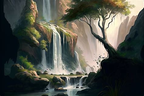 Download Waterfall, Digital Painting, Digital Art. Royalty-Free Stock ...