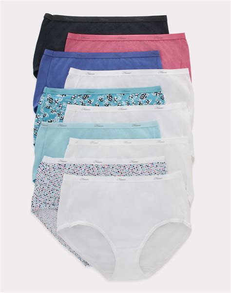 Hanes Womens 10-Pack Cotton Briefs Lady Underwear Panties Assorted ...