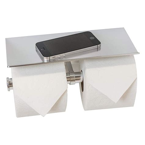 Double Toilet Paper Holder With Phone Shelf, Modern Style – Neater Nest