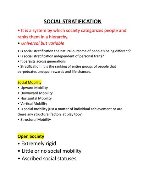 Sociology 3 - LECTURE NOTES FOR SOCIAL INEQUALITY, FOCUS ON TYPES OF ...