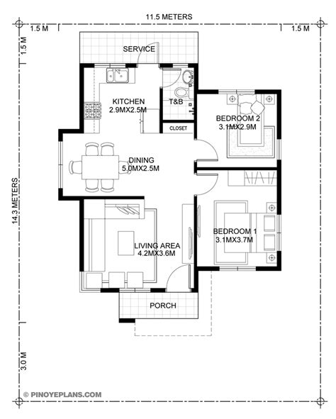 Simple Two Bedroom House Floor Plans - floorplans.click