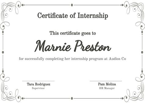 Certificate Of Internship Template