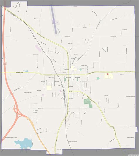 Map of Louisville city, Mississippi - Thong Thai Real