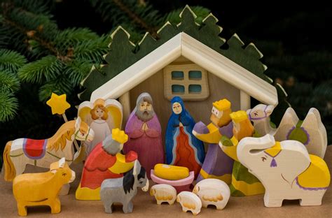 Nativity Scene Wooden Nativity Set of 15 hand carved | Etsy