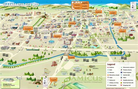 Ulaanbaatar City Map > Ulaanbaatar Tourist Map - Amicus Travel Mongolia