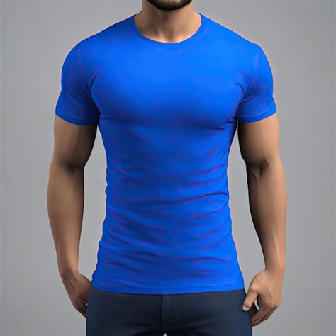 Premium AI Image | Default blue tshirt model front view mockup