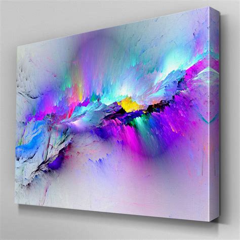 AB968 Modern multicoloured blue Canvas Wall Art Abstract Picture Large ...