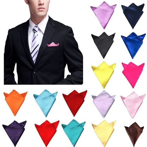 New 26 Colors Men's Hanky Satin Solid Plain Suits Pocket Square Wedding ...