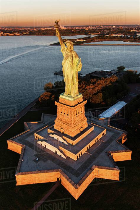 USA, New York State, New York City, Aerial view of Statue of Liberty at ...