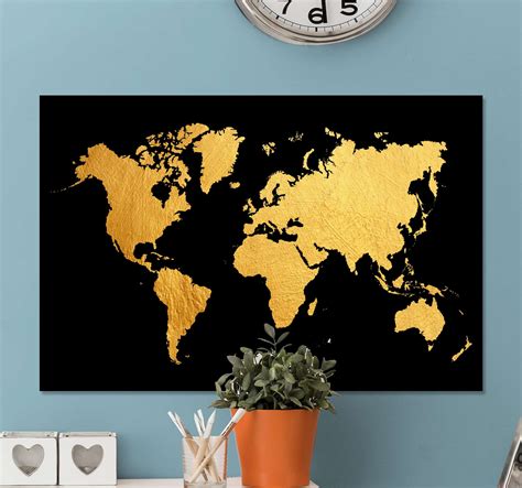 Black and Gold world map art canvas - TenStickers