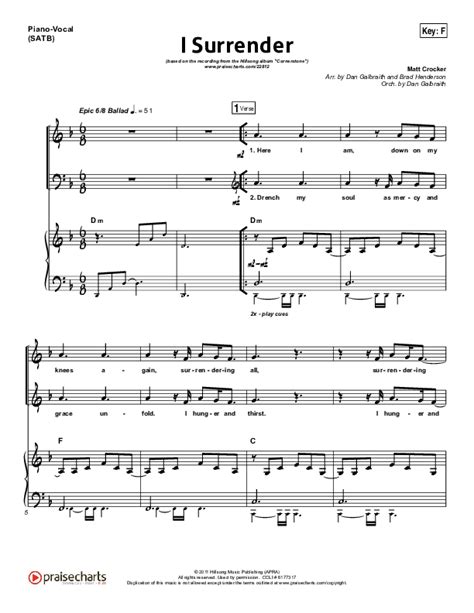 I Surrender Sheet Music PDF (Hillsong Worship) - PraiseCharts