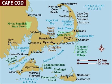 Maps of Cape Cod, Martha's Vineyard, and Nantucket