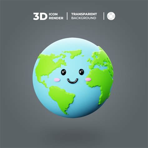 Premium PSD | A cartoon earth with a smiling face and a smiling face