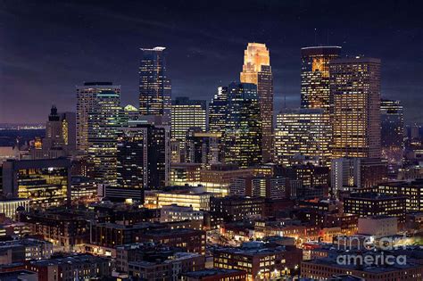 Minneapolis Skyline By Night Photograph by Gian Lorenzo Ferretti - Pixels