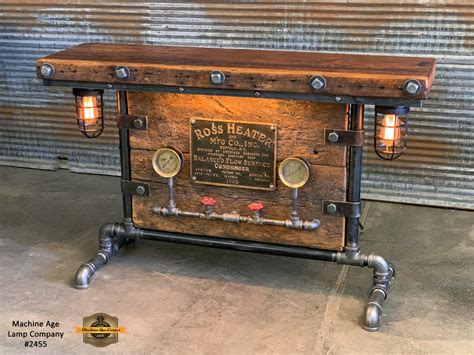 Steampunk Industrial / Barn Wood / Table / Console / Bar / Lighted / T