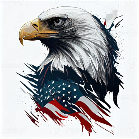 eagle and USA flag national poster. American Bald Eagle - a symbol of ...