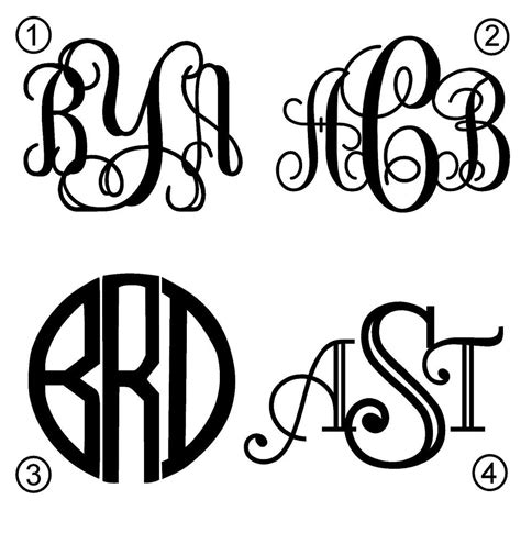 YOU CHOOSE from 4 Fonts Vinyl Monogram Diecut Decal Car Wndw,Laptop ...