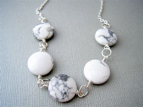 White Howlite Necklace Howlite Stone Necklace by urbandwellers