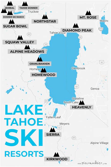 Skiing In Lake Tahoe - Overview & Map Of Lake Tahoe Ski Resorts