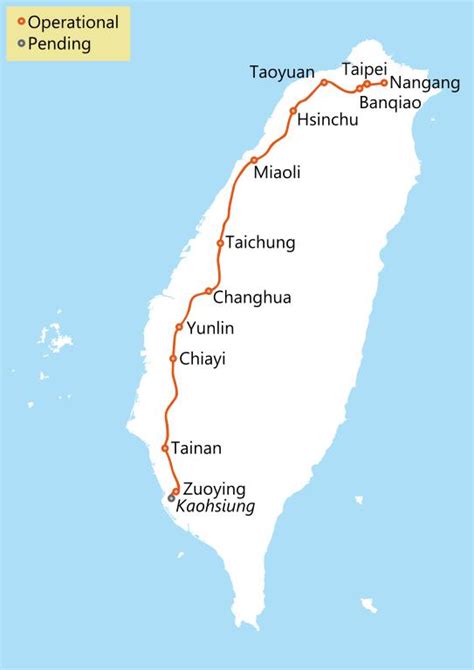 Taiwan high speed rail map - Taiwan high speed rail route map (Eastern ...