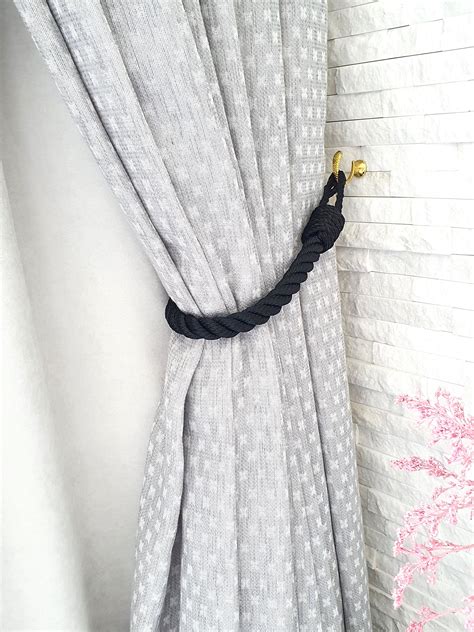 Black Curtain Tie-backs..Holdback Curtain TieBack..Nautical | Etsy